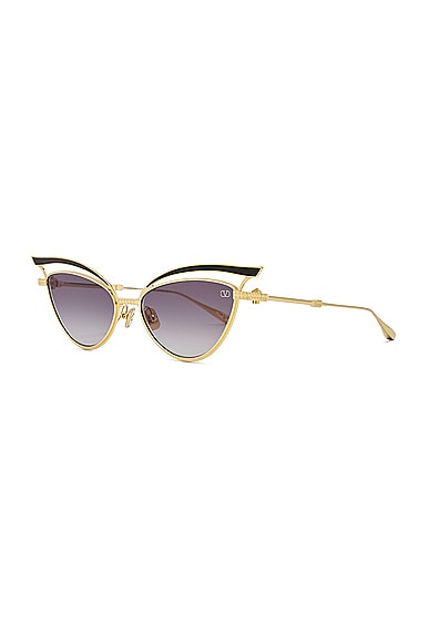 Shop Valentino V-glassliner Sunglasses In Gold & Black