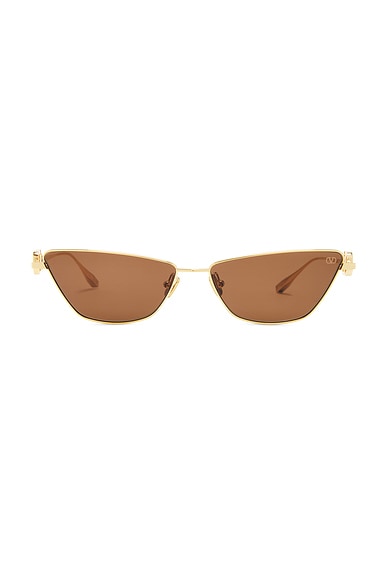Valentino Garavani V Logo Sign Sunglasses in Light Gold
