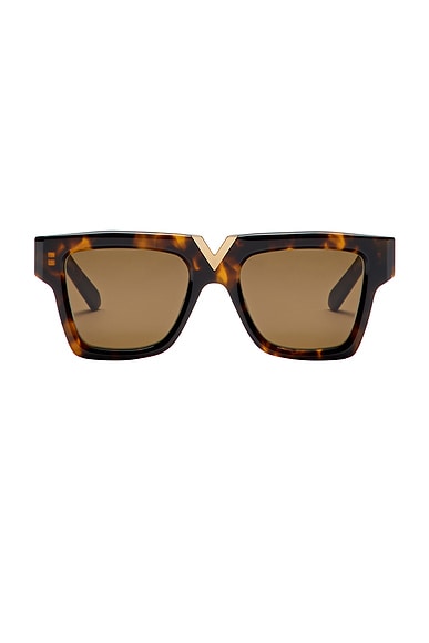 Valentino Garavani V Gold Sunglasses in Brown Tortoise