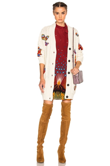 Embroidered Long Cardigan