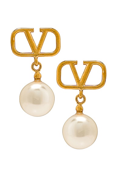 VLogo Pearl Drop Earrings