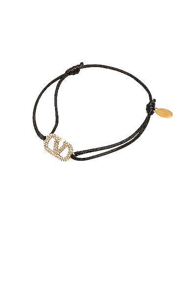 V Logo Signature Leather Bracelet