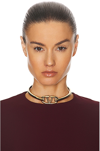 Shop Valentino V Logo Moon Choker Necklace In Oro