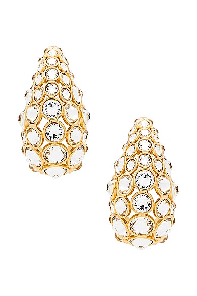 Valentino Garavani Pineapple Earrings in Oro & Crystal
