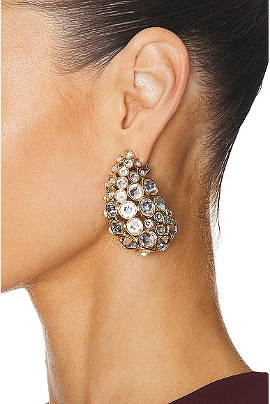 Shop Valentino Pineapple Earrings In Oro & Crystal