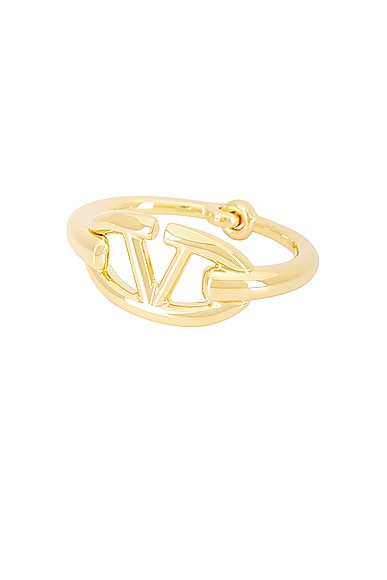 Shop Valentino V Logo Moon Bangle Bracelet In Oro