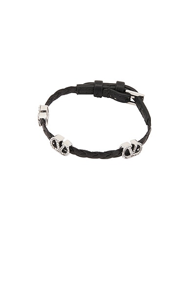 極美品✨ ヴァレンティノ VLTNロゴ ラバーブレスレット ブラック 保存袋付き Valentino Garavani V LOGO ブレスレット - Nero & Crystal