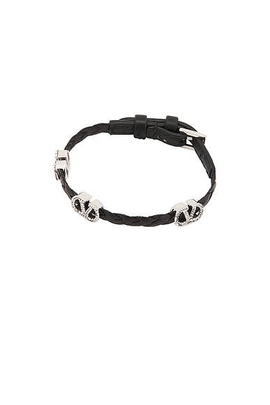 V Logo Signature Leather Bracelet