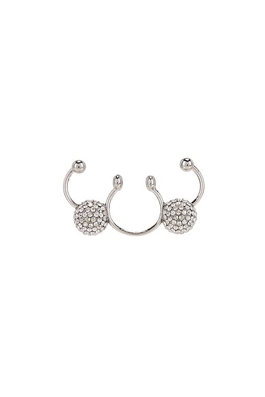 Valentino Garavani Nose Ring in Palladium & Crystal