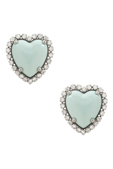 Valentino Garavani Coeur Hyperbole Earrings in Vintage Palladium, Crystal, Silver, & Azzurro