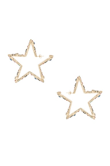 Crystal Embellished V Shine Star Hoop Earrings