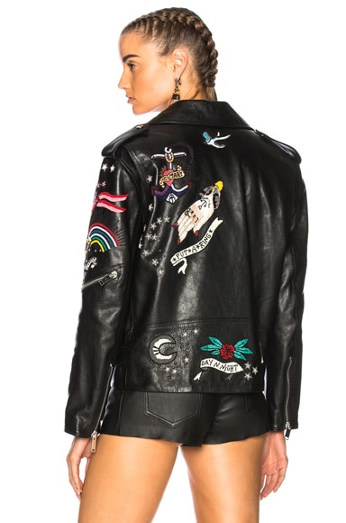 Tattoo Embroidery Leather Jacket