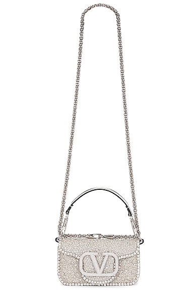 Loco Small Embellished Shoulder Bag in Silver - Valentino Garavani