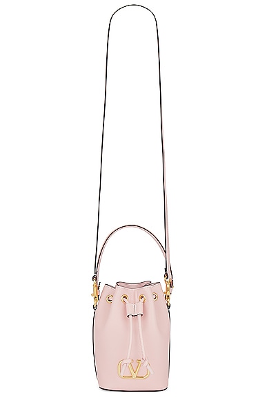 Shop Valentino V Logo Signature Mini Bucket Bag In Rose Quartz