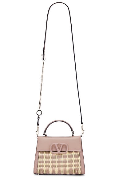 V Sling Small Top Handle Bag in Rose