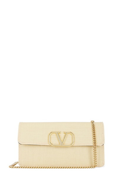 V Logo Signature Wallet On Chain in Beige
