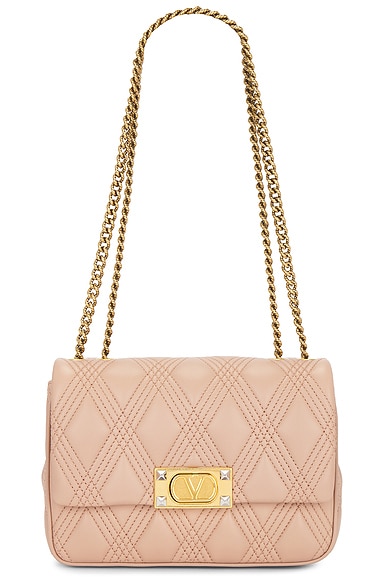 Valentino Garavani Quiltie 67 Medium Shoulder Bag in Rose Cannelle