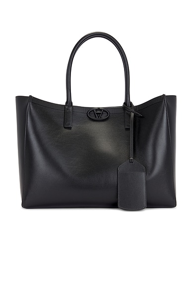 Valentino Garavani V Logo Locker Medium Tote Bag in Nero