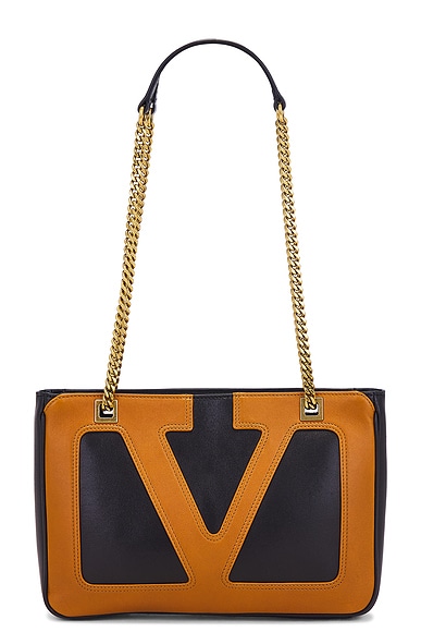 Valentino Garavani Viva Superstar Small Tote Bag in Nero & Spice