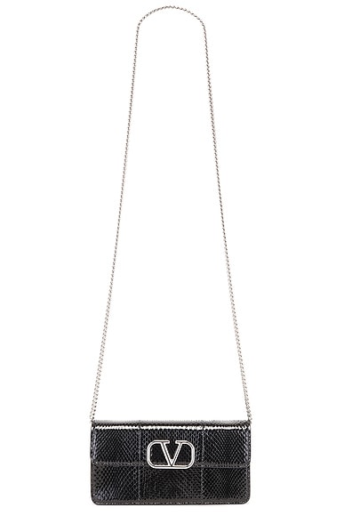 Valentino Garavani V Logo Strap Wallet in Nero | FWRD