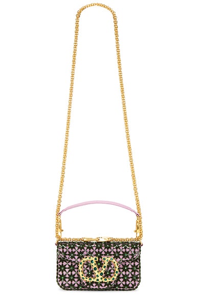 Valentino Garavani Loco Small Shoulder Bag in Emerald & Rhododendron