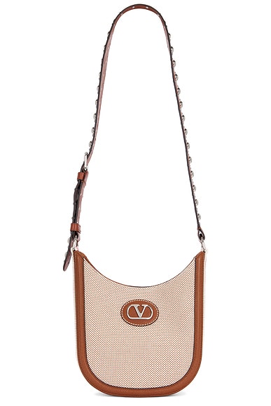 Valentino Garavani Antibes Small Hobo Bag in Naturale, Tobacco, Selleria, & Bia Rosso