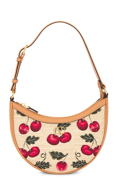Valentino Garavani V Logo Signature Mini Hobo Bag in Naturale, Multicolor, & Natural Camel