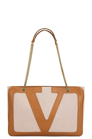 Valentino Garavani Viva Superstar Medium Tote Bag in Naturale, Tobacco, & Spice