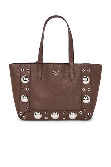 Valentino Garavani Nellcote Medium Tote Bag in Teak Brown