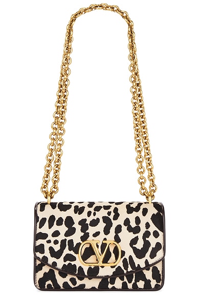 Valentino Garavani Vain Small Shoulder Bag in Naturale, Testa Di Moro, & Oak Brown