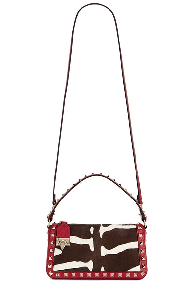 Valentino Garavani Rockstud Small Shoulder Bag in Bianco Testa Di Moro & Rosso V