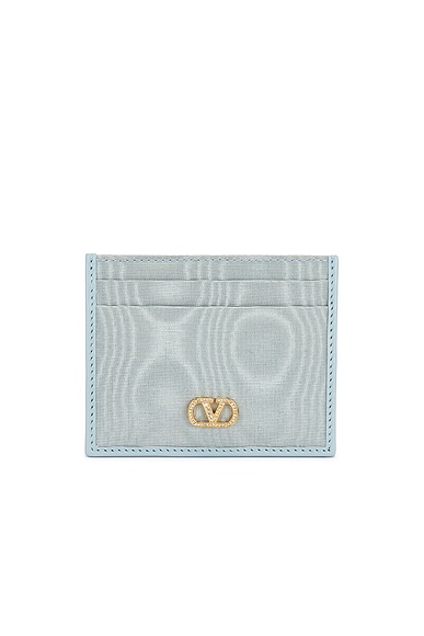 Valentino Garavani Vlogo Signature Card Holder in Laguna & Crystal