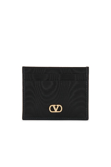 Valentino Garavani Vlogo Signature Card Holder in Nero & Crystal