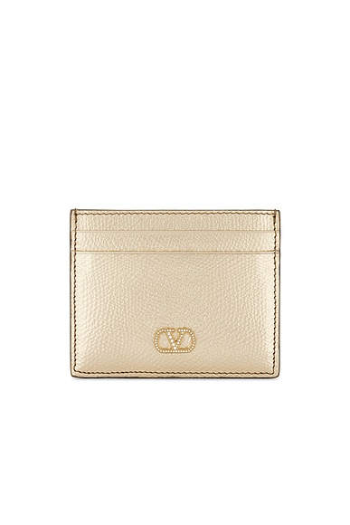 Valentino Garavani Vlogo Signature Card Holder in Mekong & Crystal