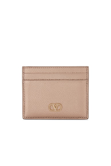 Valentino Garavani Vlogo Signature Card Holder in Rose Cannelle & Vintage Rose
