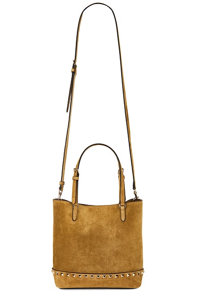 Valentino Garavani Rockstud Small Tote Bag in Havana Beige
