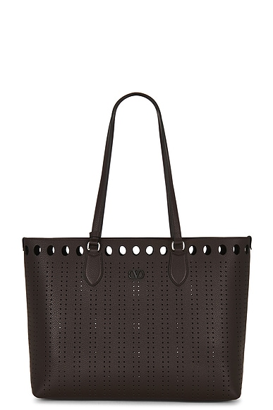 Valentino Garavani Dotte Large Tote Bag in Marrone Scuro