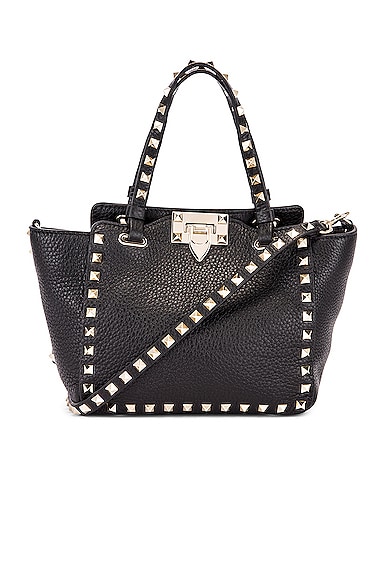 Valentino Garavani Rockstud Small Leather Tote Bag In Black | ModeSens