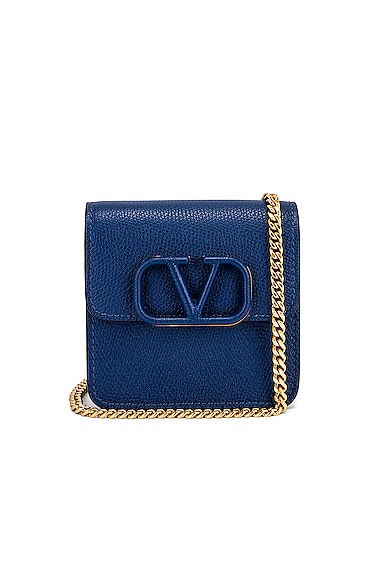 Valentino Vsling Raffia & Leather Wallet On Chain – Bluefly
