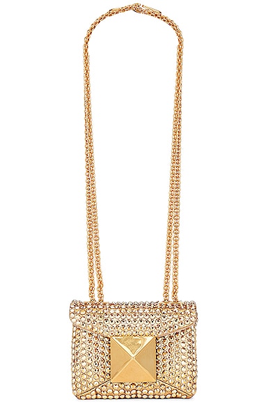 ONE STUD MICRO BAG WITH CHAIN AND RHINESTONE EMBROIDERY