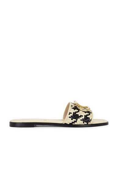 Valentino Garavani V Logo Signature Slide in Shell & Nero