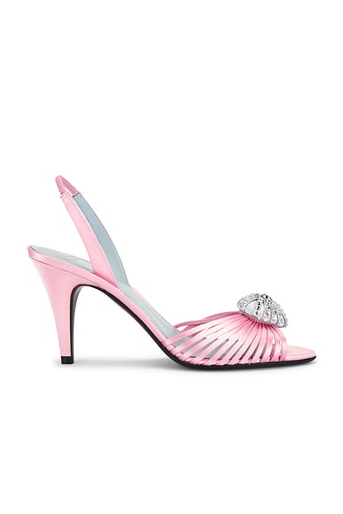 Valentino Garavani Coeur Royal Sandal in Rose Couture & Silver Crystal