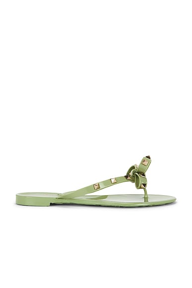 Valentino Garavani Summer Rockstud Thong Sandal in Cleared Mint