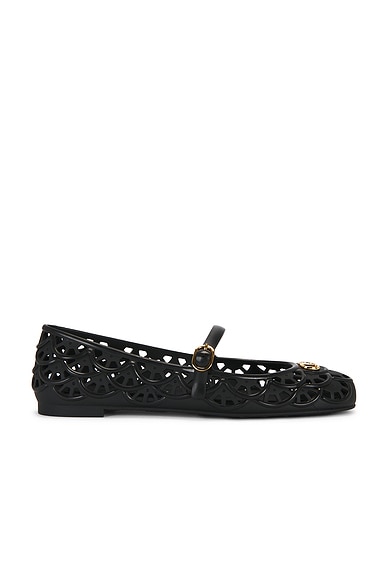 Valentino Garavani Ondette Ballerina Flat in Nero