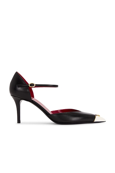 Valentino Garavani Vlogo Heartip D'orsay Pump in Nero & Ivory