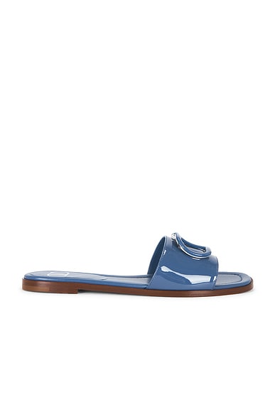 Valentino Garavani Vlogo Signature Slide in Blu Polvere