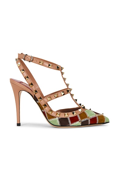 Valentino Garavani Rockstud Ankle Strap Pump in Ebony Brown, Havana Beige, Russet Red, Cleared Mint, & Rose Couture