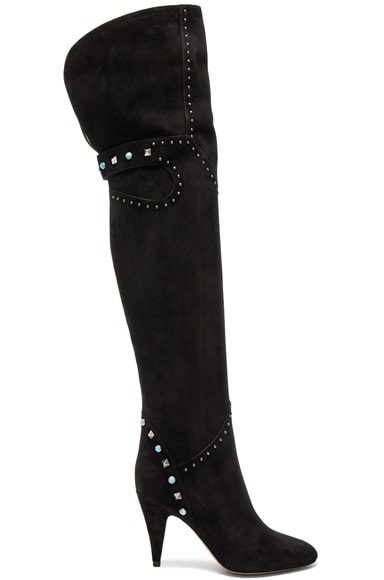 Studded Suede Over The Knee Boots