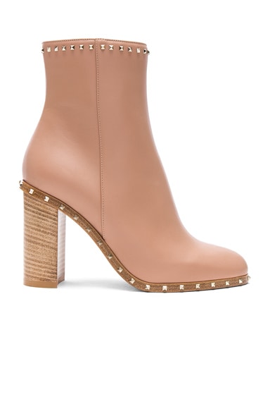 Rockstud Trim Leather Booties