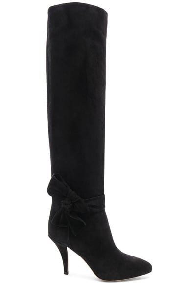Suede Bow Knee High Boots